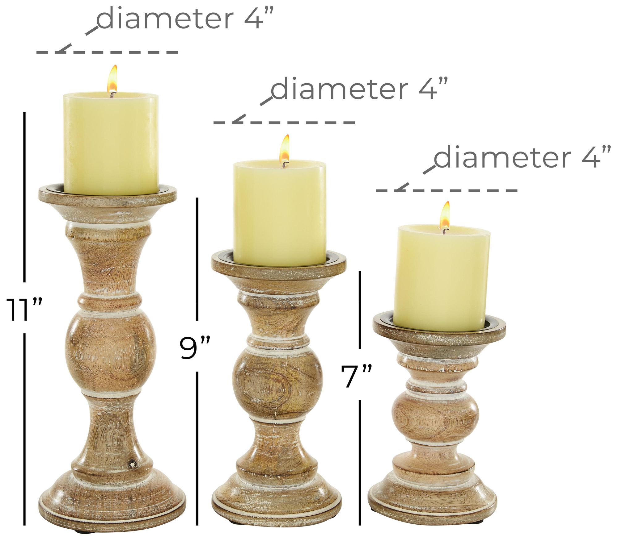 Image 6 Light Brown Wood Traditional Candle Hold more views