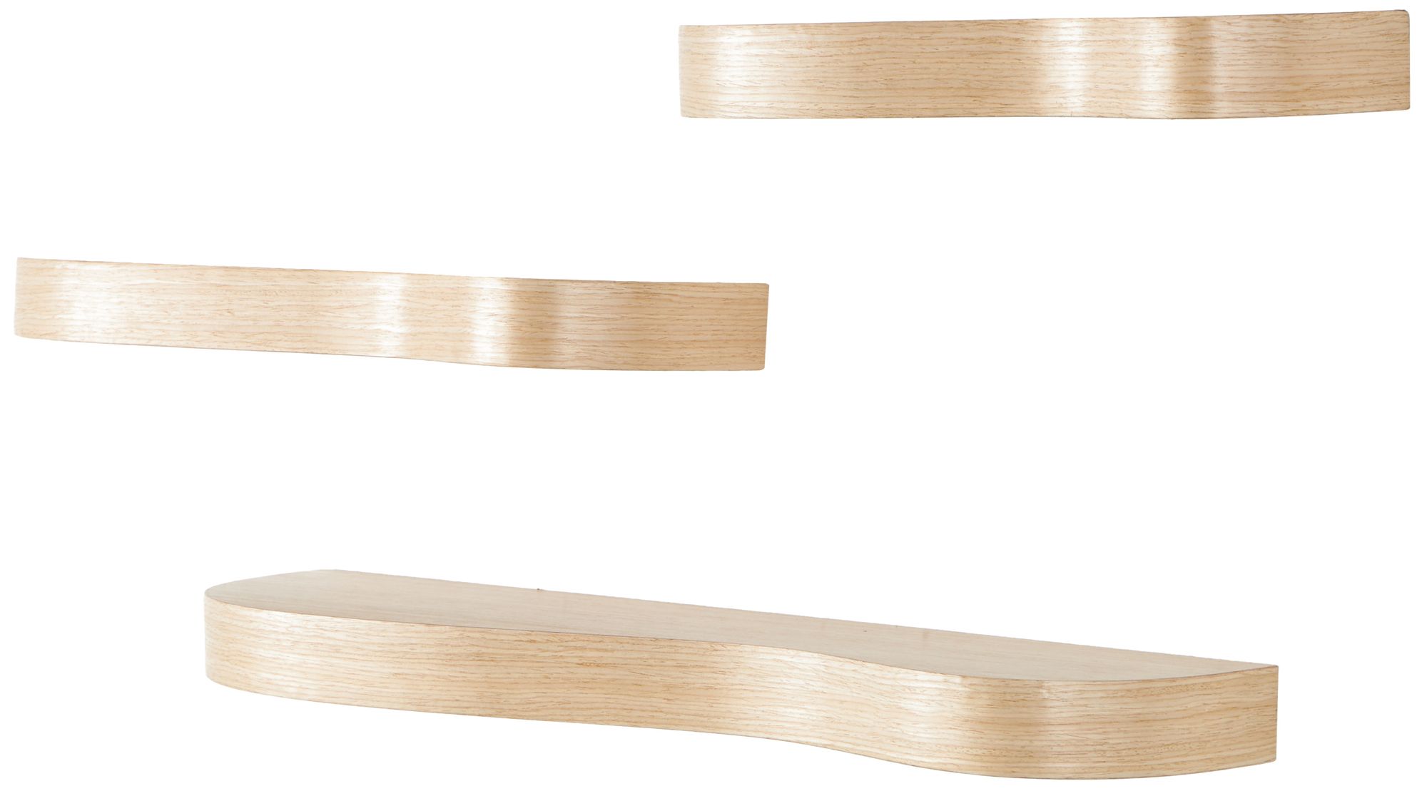 Image 2 Light Brown Wood Traditional Wall Shelf, S/3 30", 24", 24"W