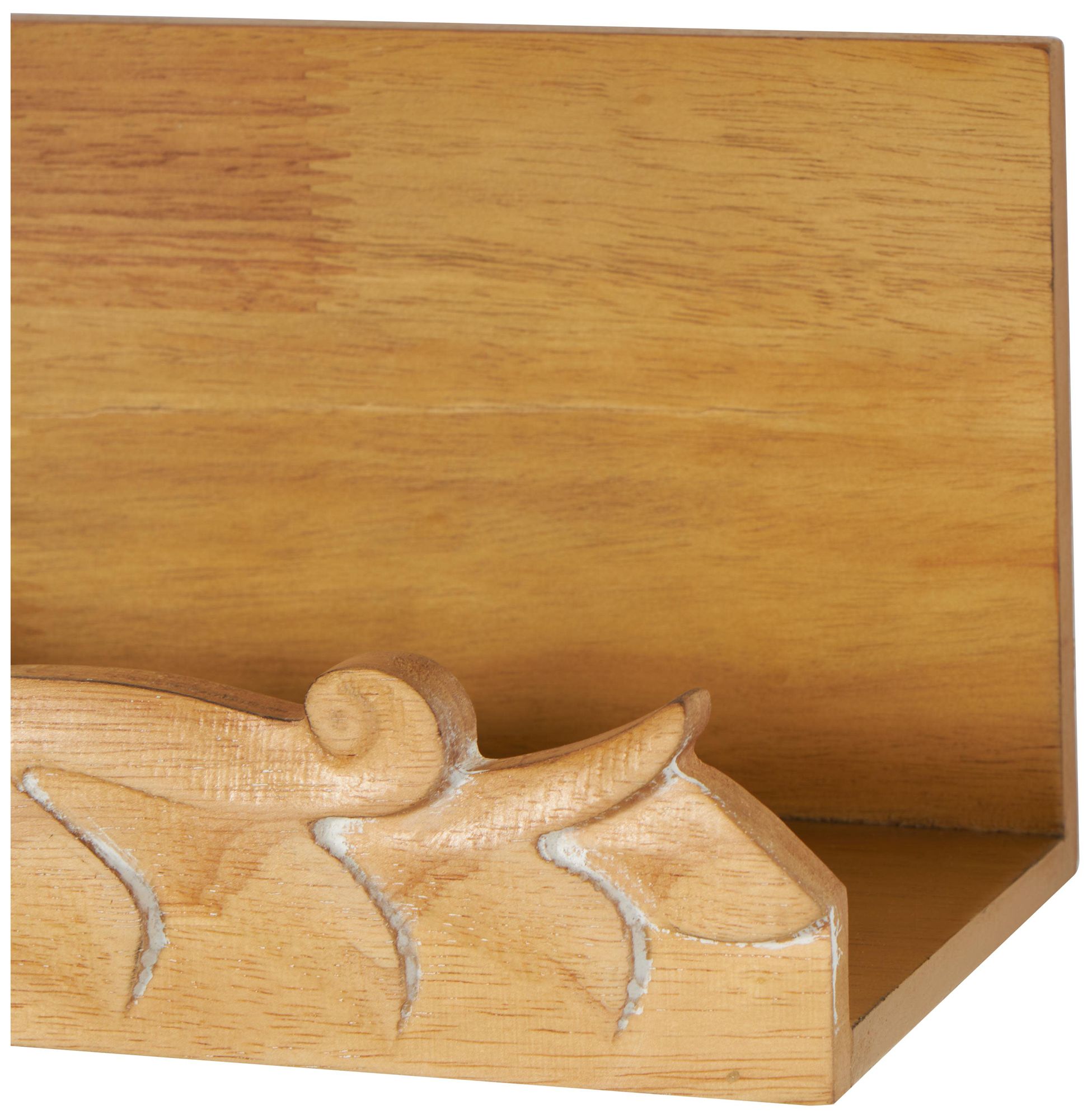 Image 3 Light Brown Wooden Natural Wall Shelf, 30" x 6" x 6" more views