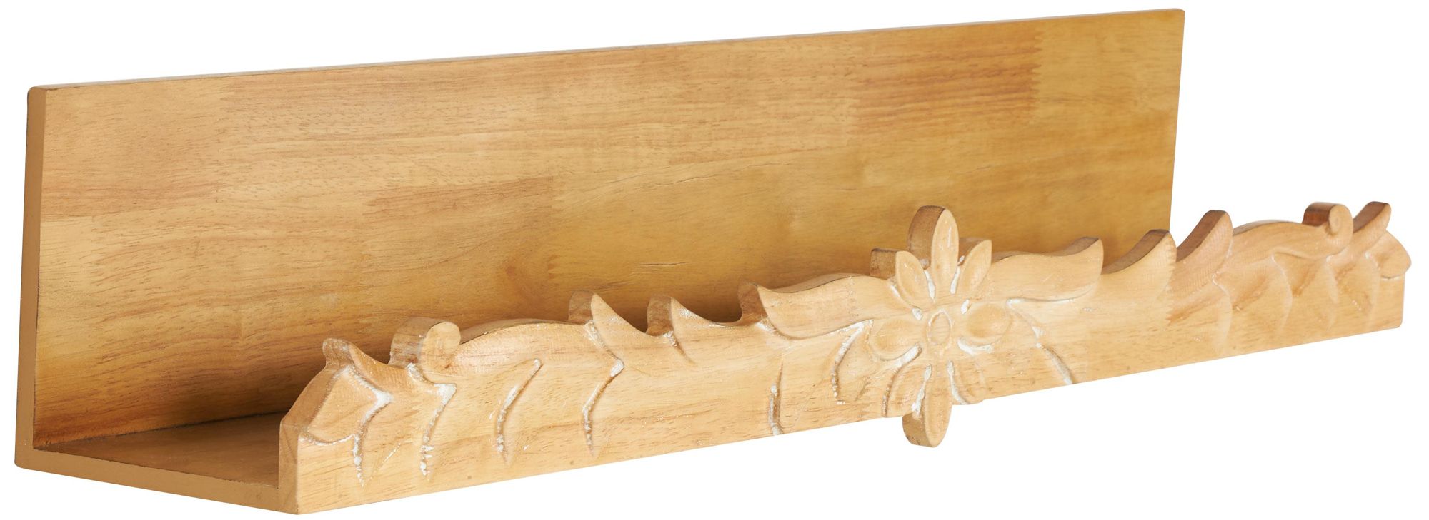 Image 6 Light Brown Wooden Natural Wall Shelf, 30" x 6" x 6" more views