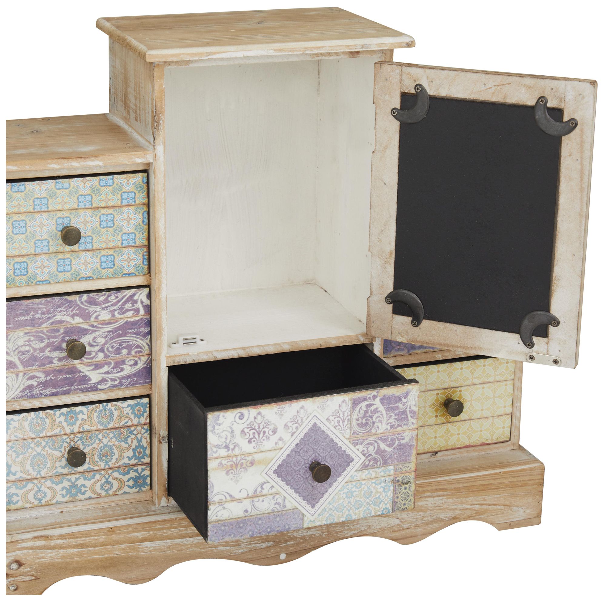 Image 3 Light Brown Wooden Vintage Jewelry Box, 18" x 6" x 16" more views