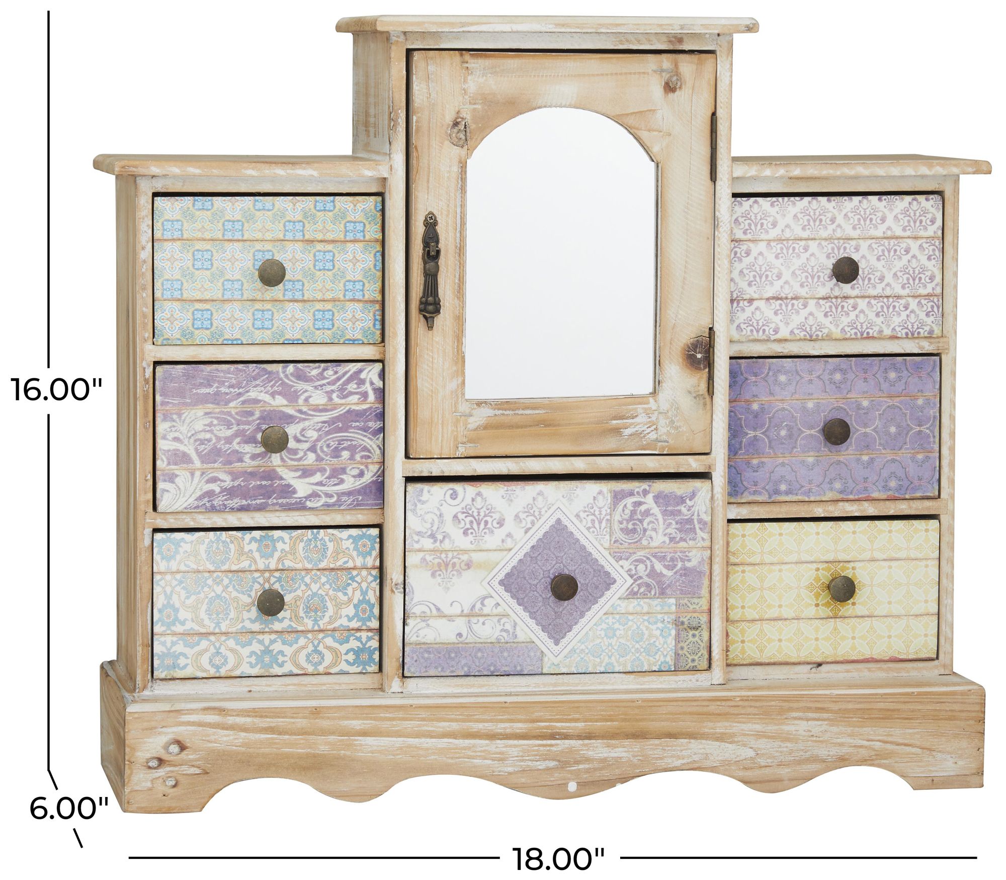 Image 7 Light Brown Wooden Vintage Jewelry Box, 18" x 6" x 16" more views