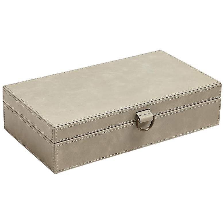 Image 1 Light Gray 13 inch Wide Marbled Leather D-Ring Decorative Box