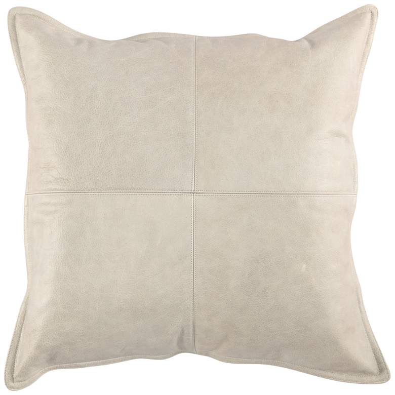 Image 1 Light Gray Leather 22 inch Square Decorative Pillow