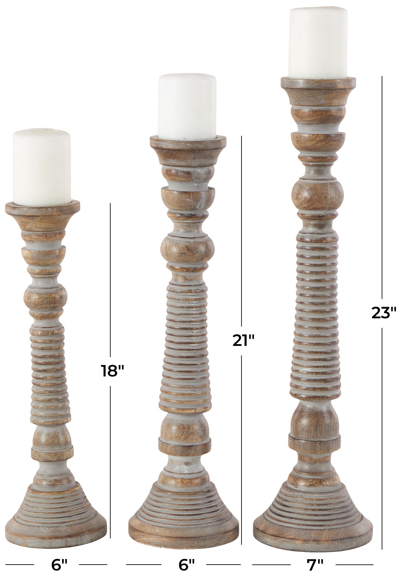 Image 7 Light Gray Mango Wood Traditional Candle more views