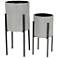 Light Gray Metal Modern Planter, S/2 19", 23"H