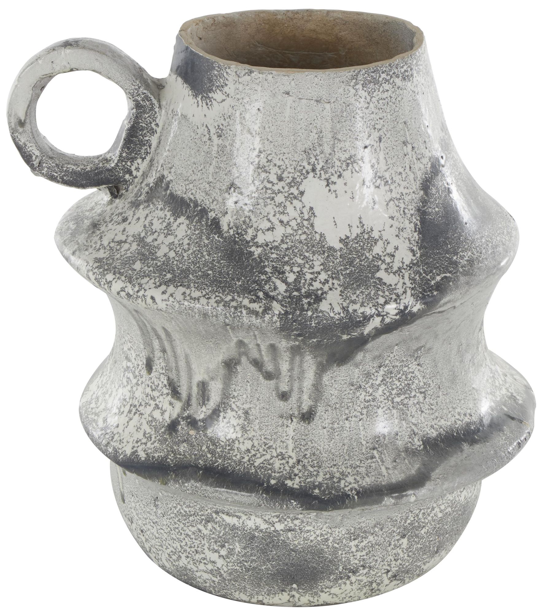 Image 2 Light Gray Paper Mache Eclectic Vase, 12" x 11" x 15"