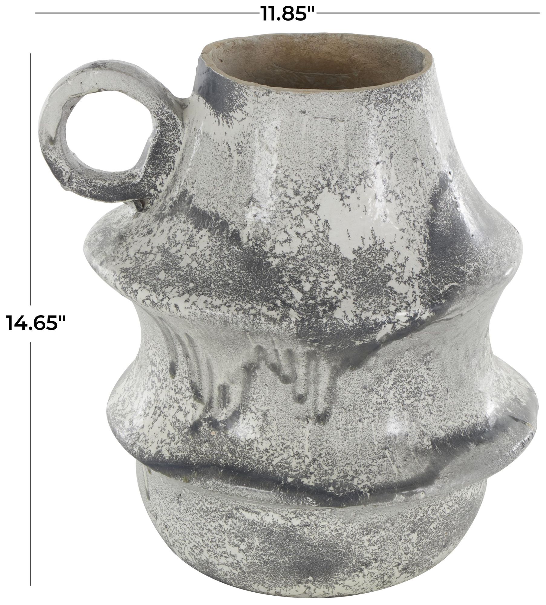 Image 7 Light Gray Paper Mache Eclectic Vase, 12" x 11" x 15" more views