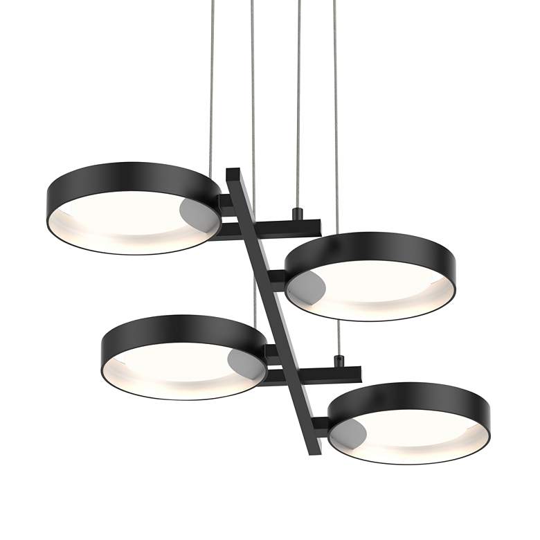Image 3 Light Guide 37.5" Wide 4.Light Satin Black Ring LED Pendant