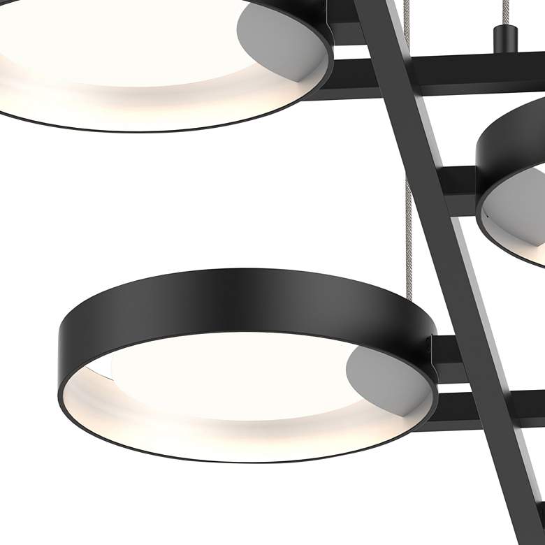Image 4 Light Guide 37.5" Wide 4.Light Satin Black Ring LED Pendant more views