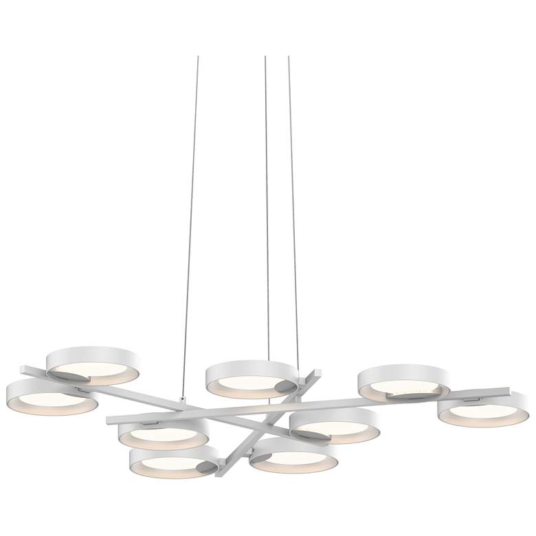 Image 1 Light Guide 48.25 inch Wide 9.Light Satin White Ring LED Pendant