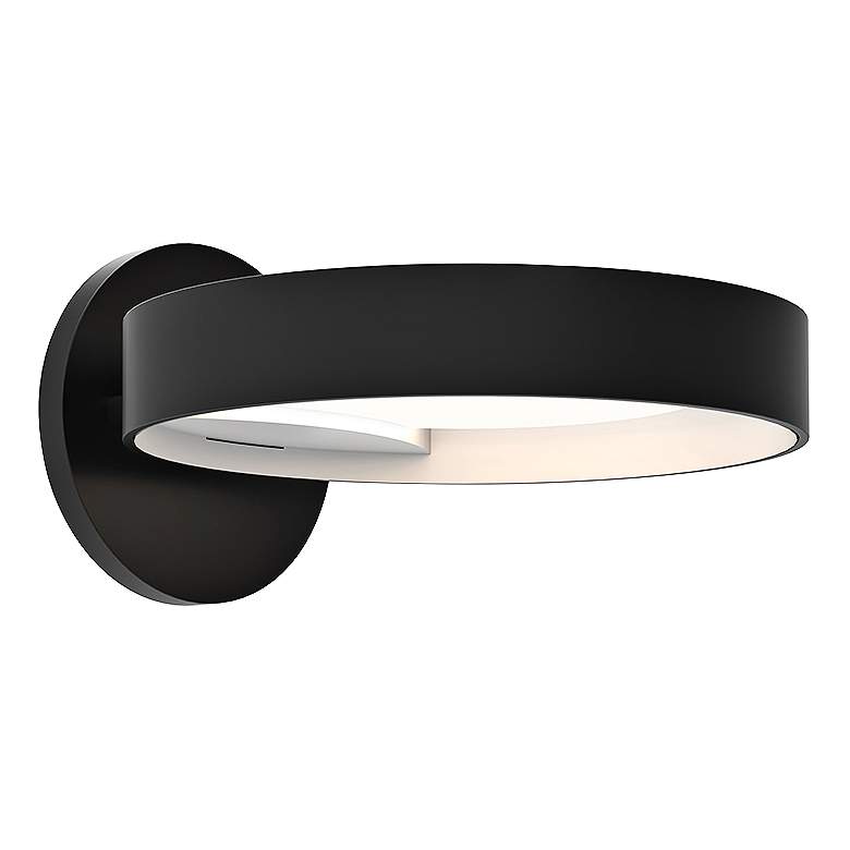 Image 1 Light Guide Ring 1 1/2" High Black and White LED Wall Sconce