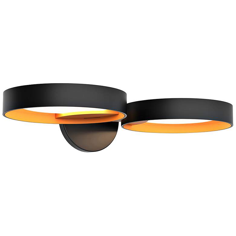 Image 1 Light Guide Ring 1 1/2"H Black and Apricot 2-LED Wall Sconce