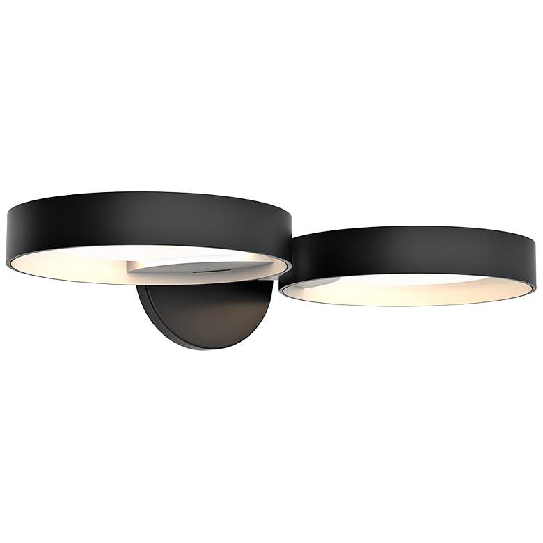 Light Guide Ring 1 1/2&quot;H Black and White 2-LED Wall Sconce