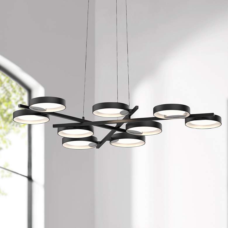 Image 1 Light Guide Ring 48 1/4"W Black 9-Light LED Pendant Light