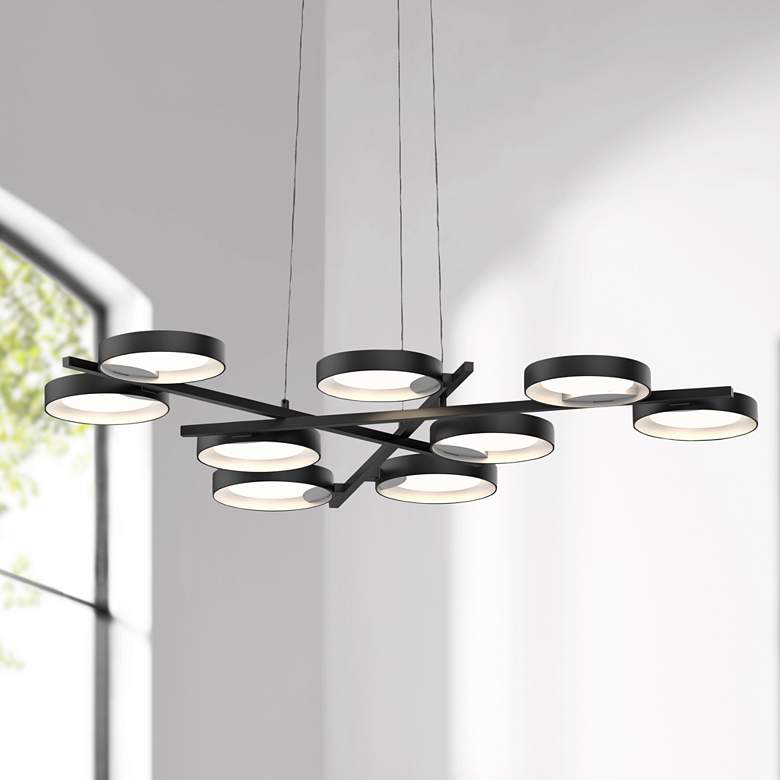 Image 1 Light Guide Ring 48 1/4 inchW Black 9-Light LED Pendant Light