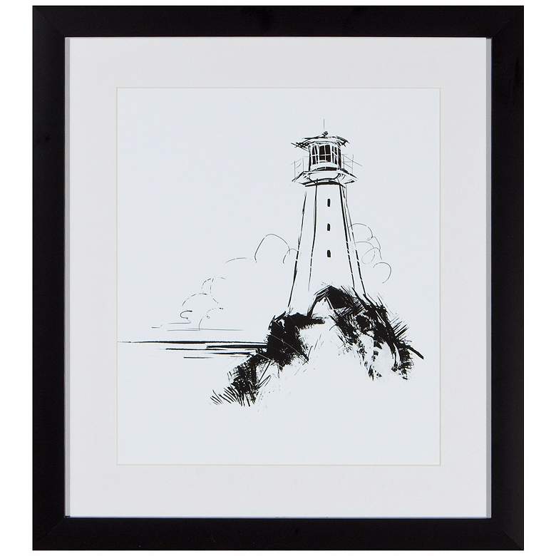 Image 1 Light House 18 inch Square Framed Silhouette Wall Art