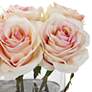 Light Pink Blooming Roses 8 1/2"W Faux Flowers in Glass Vase