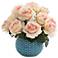Light Pink Rose 11 1/2" Wide Faux Flowers in Ceramic Vase