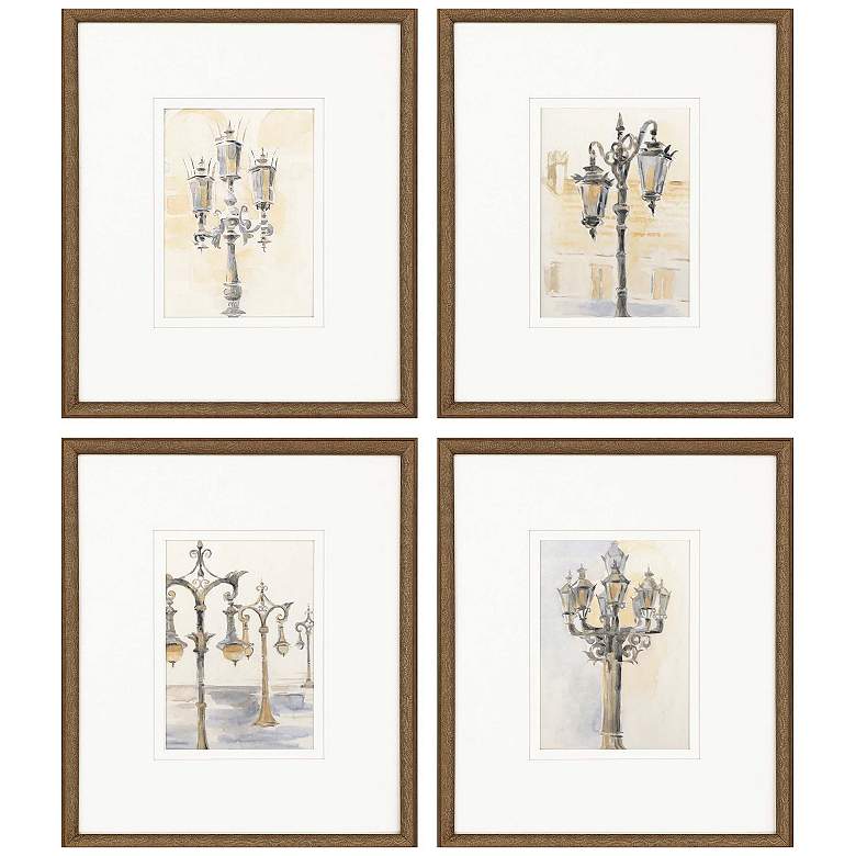 Image 1 Light Posts 17"W x 20"H Framed Art Set of 4