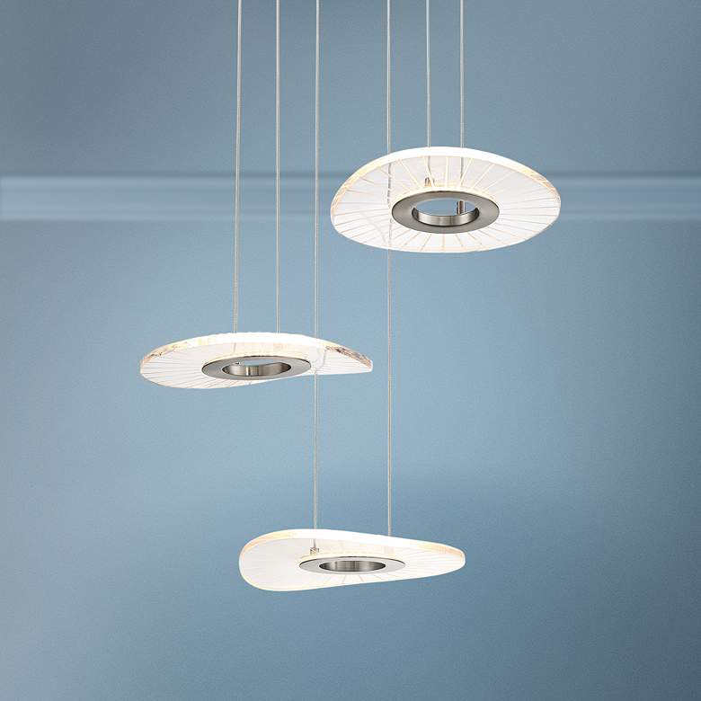 Image 1 Light Ray 17" Wide Brushed Nickel LED Multi Light Pendant
