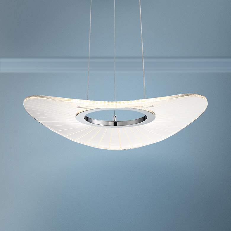 Image 1 Light Ray 19 3/4" Wide Brushed Nickel LED Pendant Light