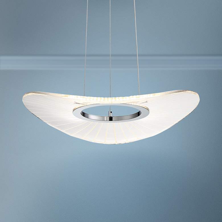 Image 1 Light Ray 19 3/4 inch Wide Brushed Nickel LED Pendant Light