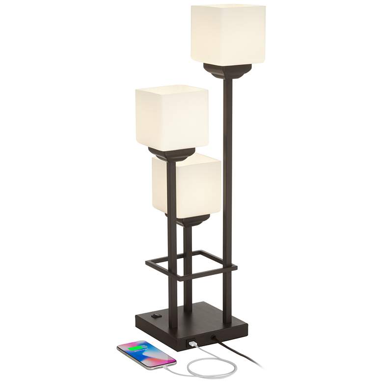 Image 3 Light Tree 3-Light Bronze Finish Accent Console Table Lamp with USB more views