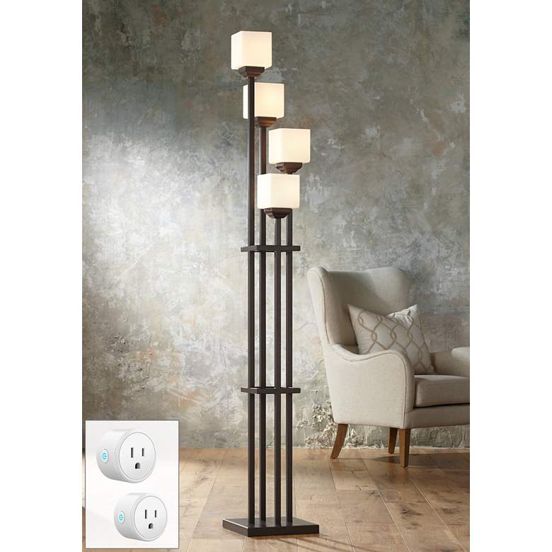 Image 1 Light Tree Bronze 4-Light Torchiere Floor Lamp with Socket
