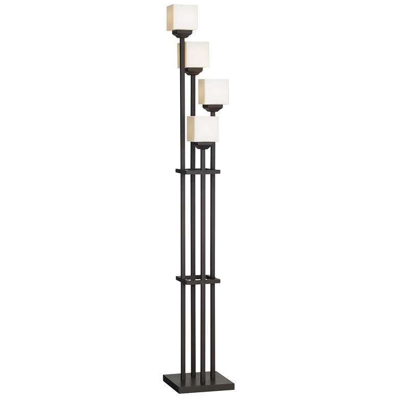 Image 2 Light Tree Bronze 4-Light Torchiere Floor Lamp with USB Dimmer