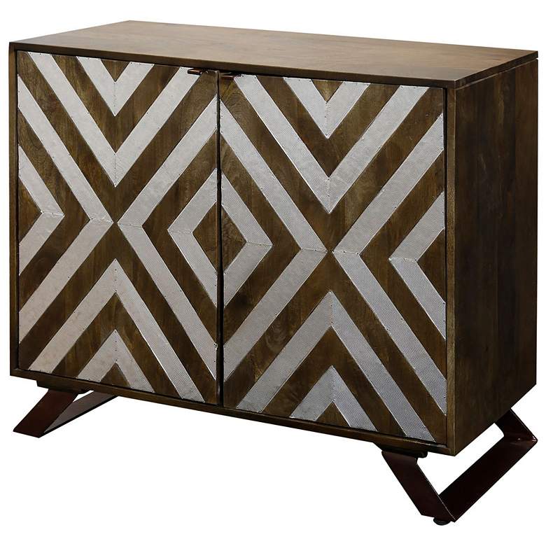 Image 1 Light Walnut 36" Wide 2-Door Mango Wood Cabinet