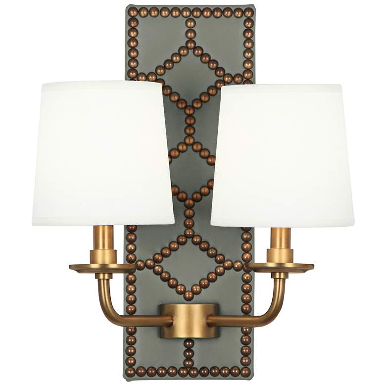 Image 1 Lightfoot 16 1/2"H Aged Brass w/ Carter Leather Wall Sconce