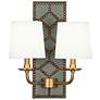 Lightfoot 16 1/2"H Aged Brass w/ Carter Leather Wall Sconce