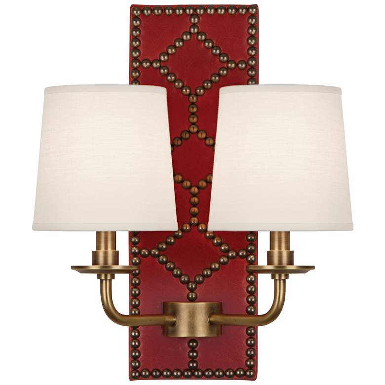 Image 1 Lightfoot 16 1/2"H Aged Brass w/ Dragons Leather Wall Sconce