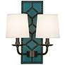 Lightfoot 16 1/2"H Patina Bronze w/ Mayo Teal Leather Sconce