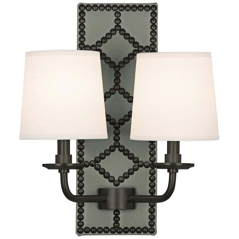 Image 1 Lightfoot 16 1/2"H Patina Bronze with Carter Leather Sconce