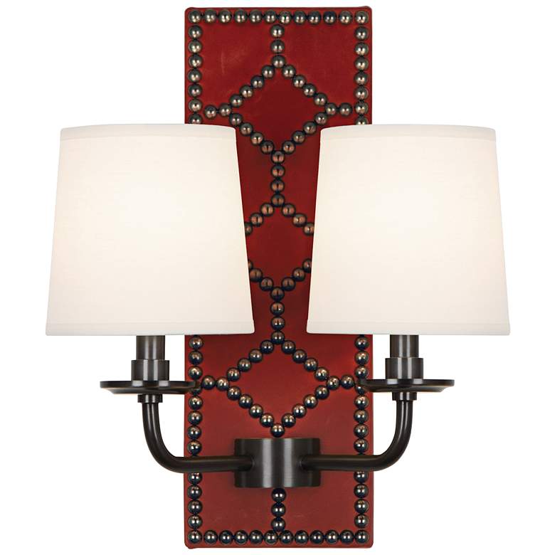 Image 1 Lightfoot 16 1/2"H Patina Bronze with Dragons Leather Sconce