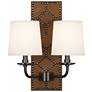 Lightfoot 16 1/2"H Patina Bronze with Ochre Leather Sconce
