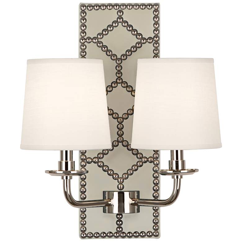 Image 1 Lightfoot 16 1/2"H Polished Nickel w/ Bruton Leather Sconce