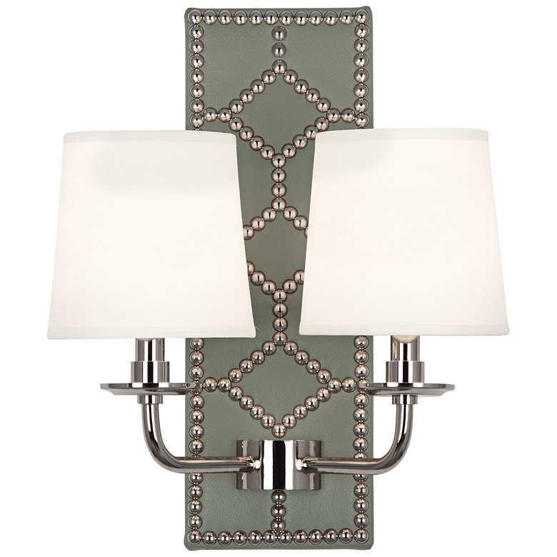 Image 1 Lightfoot 16 1/2"H Polished Nickel w/ Carter Leather Sconce