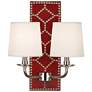 Lightfoot 16 1/2"H Polished Nickel w/ Dragons Leather Sconce