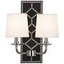 Lightfoot 16 1/2"H Polished Nickel with Black Leather Sconce