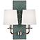 Lightfoot Polished Nickel and Teal Leather 2-Light Sconce