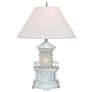 Lighthouse 27" Antique White Coastal Table Lamp with Night Light
