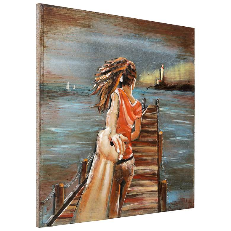 Image 6 Lighthouse 40" Square Metal Dimensional Wall Art more views
