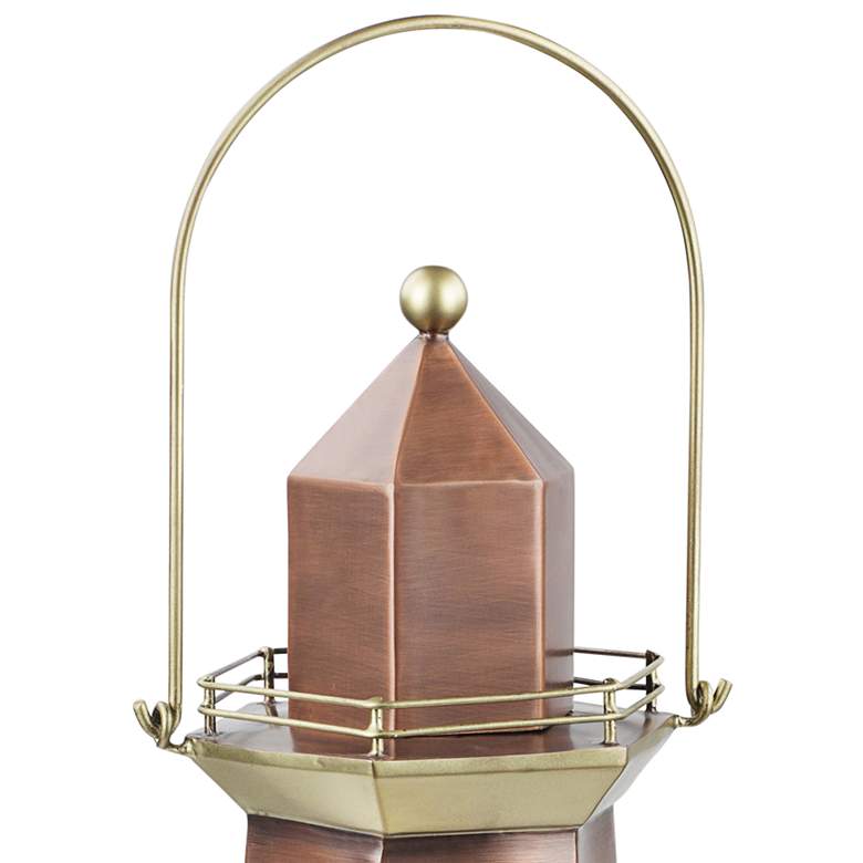 Image 2 Lighthouse Copper and Brass Metal Bird Feeder more views