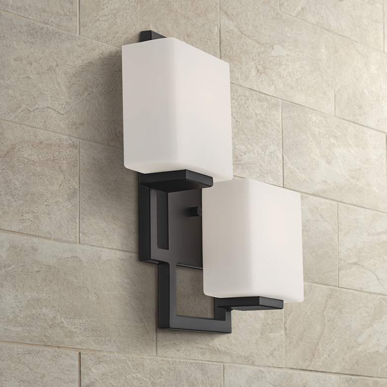 Image 1 Lighting on the Square 15 1/2 inch High Matte Black Wall Sconce