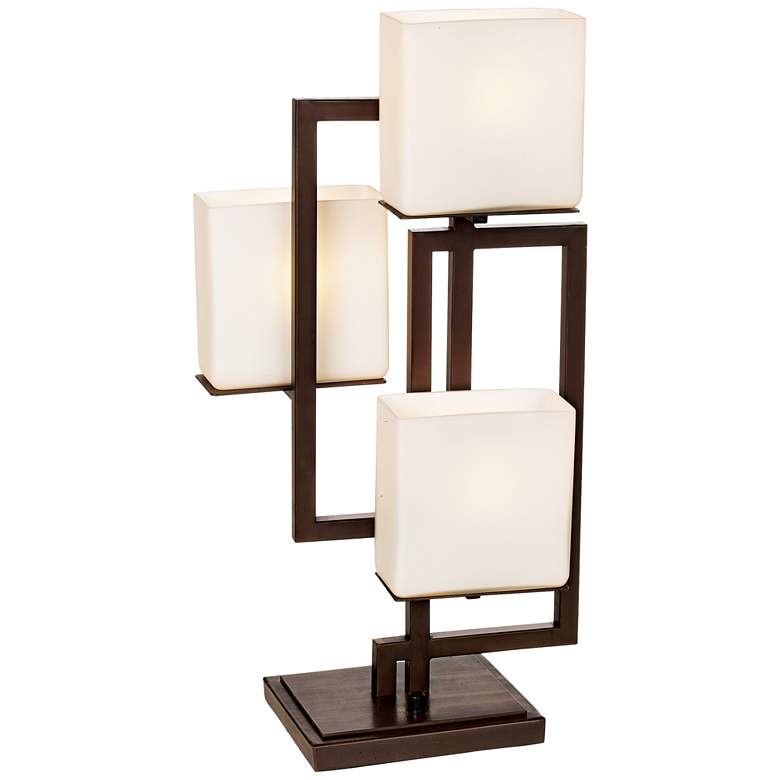 Lighting on the Square Bronze Accent Lamp with Table Top Dimmer