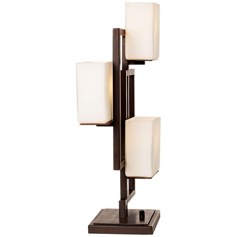 Lighting on the Square Bronze Accent Lamp with Table Top Dimmer more views