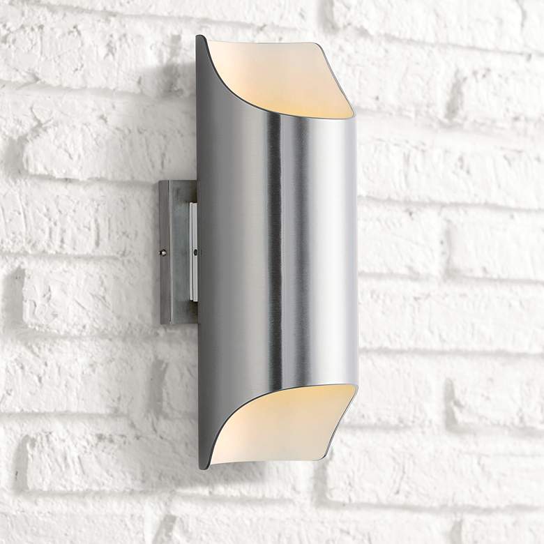 Lightray 13 3/4&quot;H Brushed Aluminum LED Outdoor Wall Light